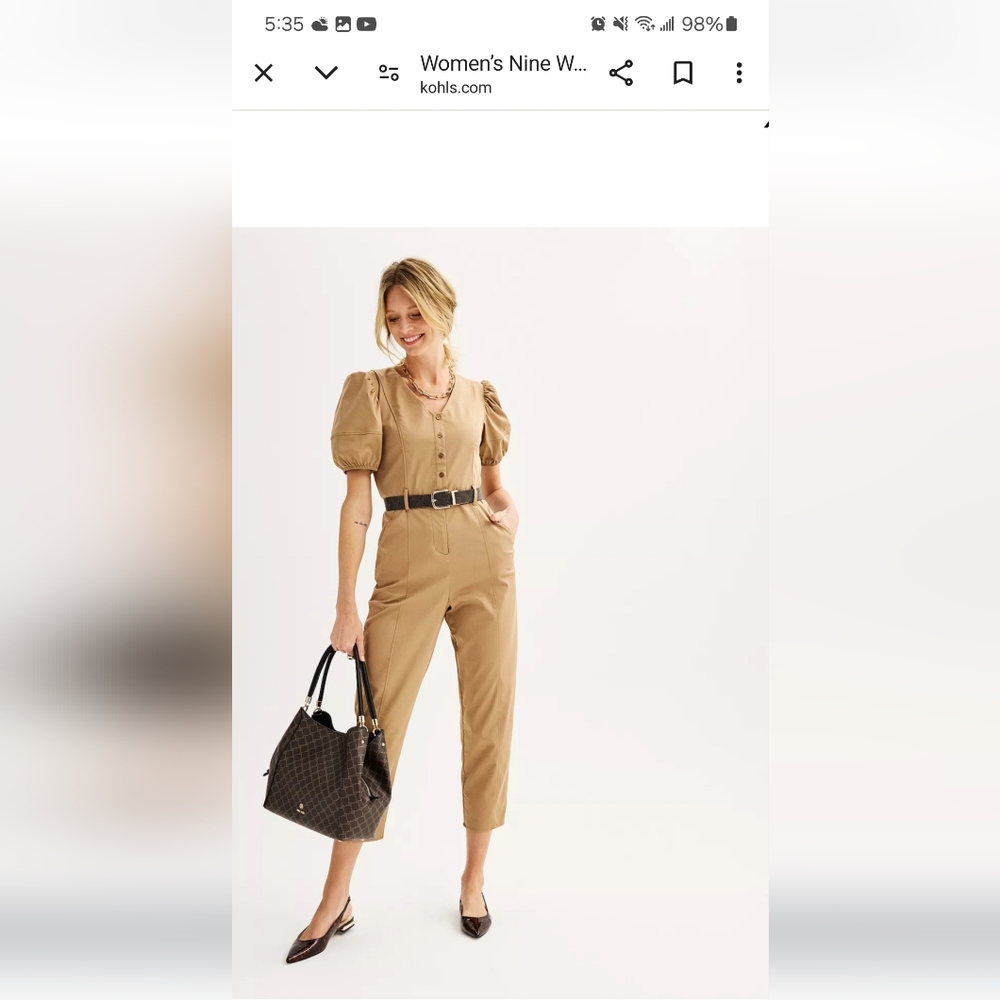 Ninewest size large tan jumpsuit